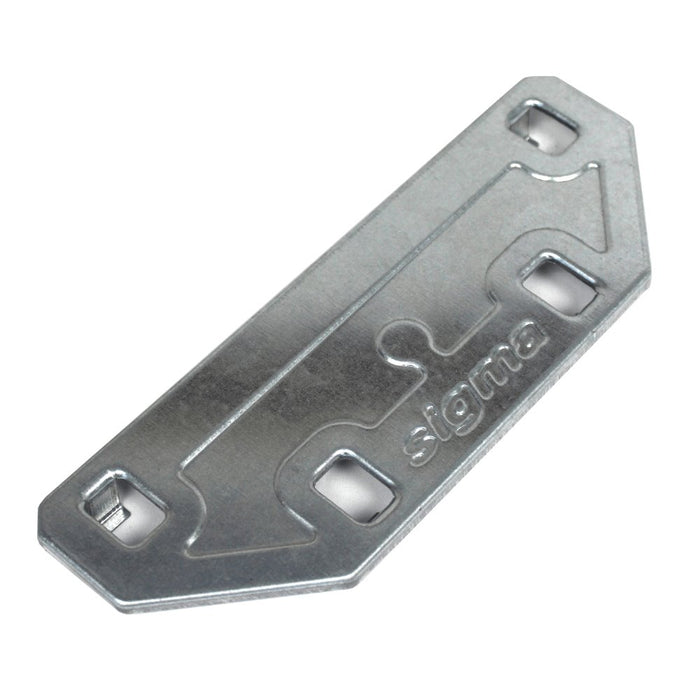 Metal mounting bracket for 7F and 2G with cutouts and stamped markings