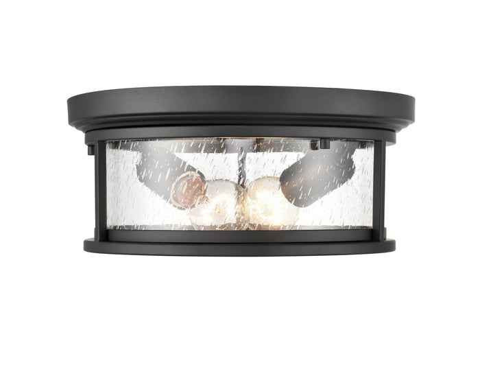 12-inch Bresley Powder Coated Black 2-Light Outdoor Flush Mount Ceiling Light
