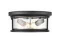 12-inch Bresley Powder Coated Black 2-Light Outdoor Flush Mount Ceiling Light