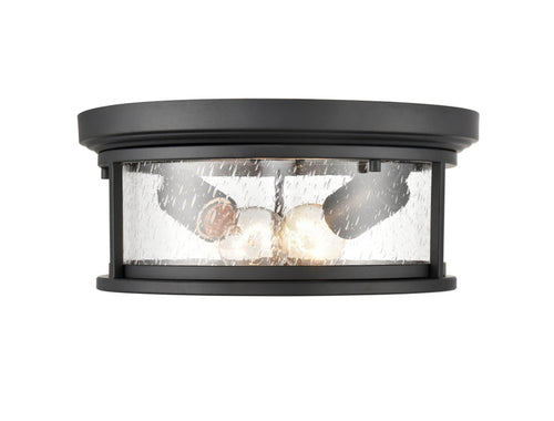 12-inch Bresley Powder Coated Black 2-Light Outdoor Flush Mount Ceiling Light
