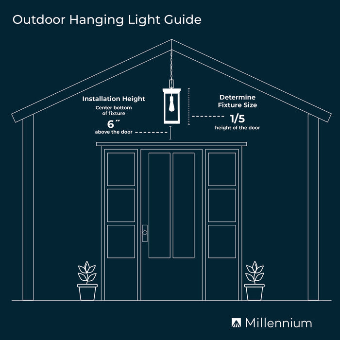 13.5'' Wheatland Powder Coated Black 1 Light Hanging Lantern