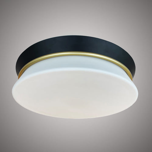16-in Flush mount  Matte Black/Satin Brass  Dimmable 30W