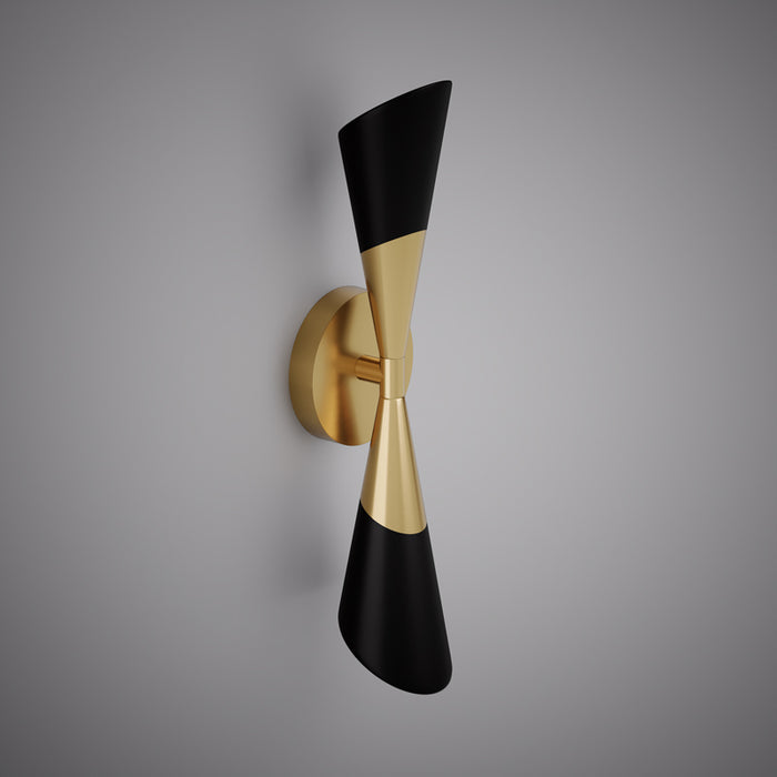 2 Lights 21-in Wall Sconce Matte Black/Aged Brass  Dimmable 80W