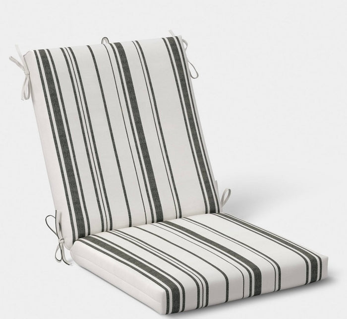 21”x43” woven stripe chair cushion Black/Ivory - SOME COSMETIC FLAWS - PICK UP ONLY