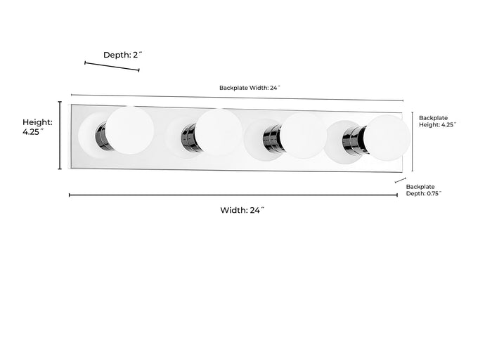 24'' Bellisse Chrome 4 Vanity Light