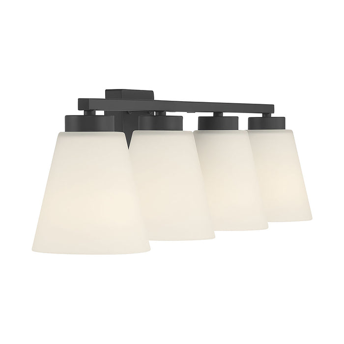 31-inch Strayhan Matte Black 4-Light White Frosted Glass Bathroom Vanity Light