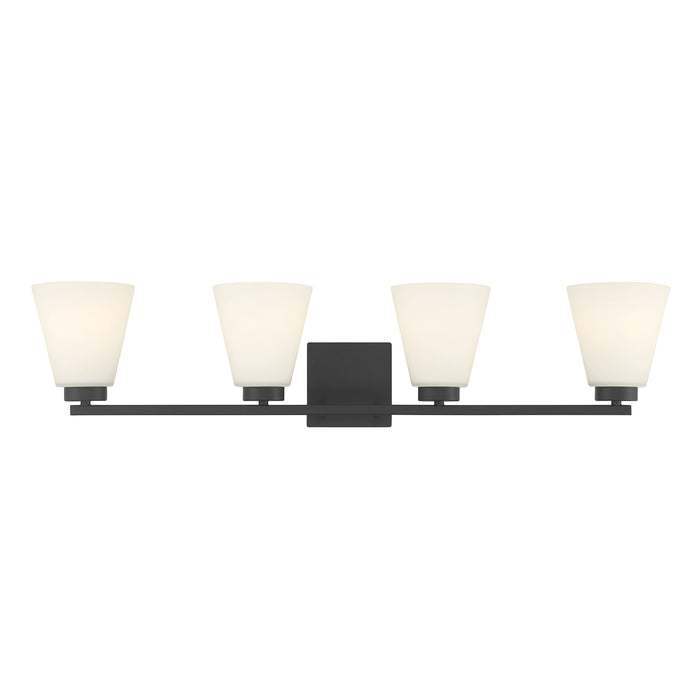 31-inch Strayhan Matte Black 4-Light White Frosted Glass Bathroom Vanity Light