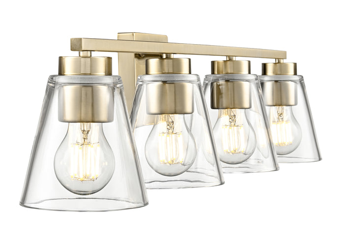31-inch Strayhan Modern Gold 4-Light Clear Glass Bathroom Vanity Light
