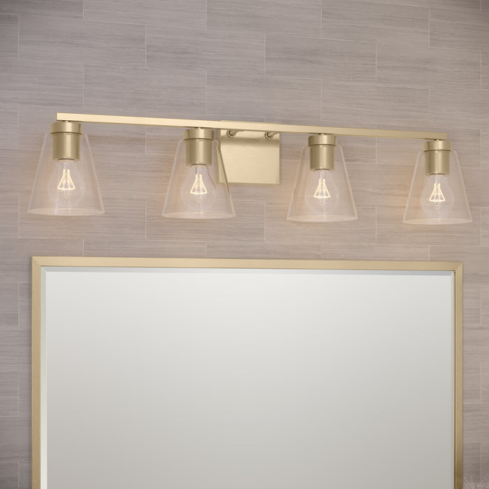 31-inch Strayhan Modern Gold 4-Light Clear Glass Bathroom Vanity Light