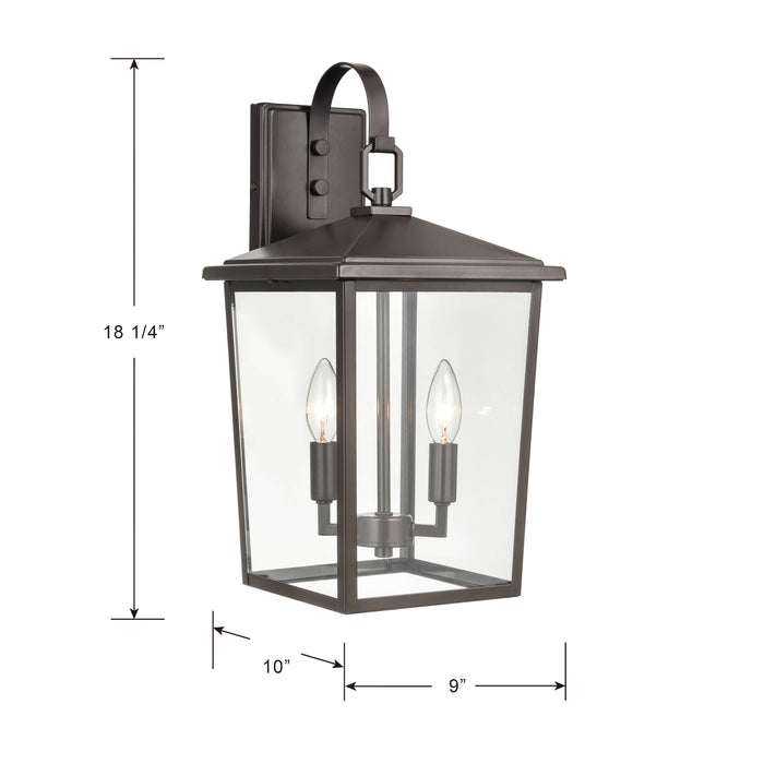 9'' Fetterton Powder Coated Bronze 2 Light Wall Sconce