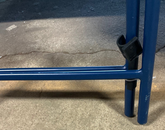 Metal round open weave bistro patio end table - navy blue - MINOR COSMETIC FLAWS - PICK UP ONLY