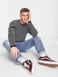 Aardo Fashion Wool Sweatshirt For Men-Dark Navy With White Stripes-RT2218