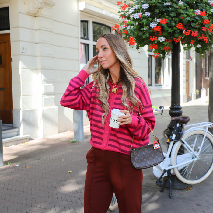 Abby streep vest fuchsia