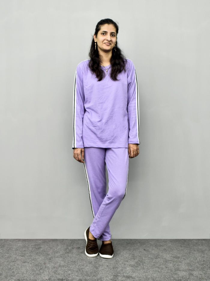 AD Single Jersey Tracksuit For Ladies-Light Purple-RZ08