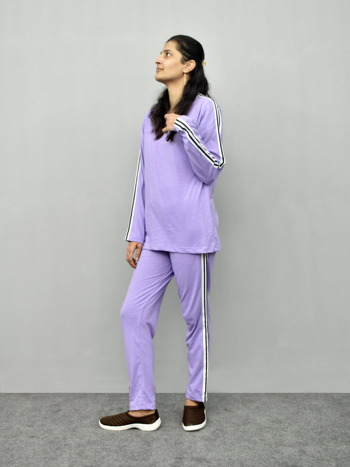 AD Single Jersey Tracksuit For Ladies-Light Purple-RZ08
