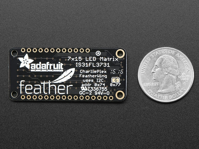 Adafruit 15x7 CharliePlex LED Matrix Display FeatherWing Yellow by Adafruit - The Pi Hut