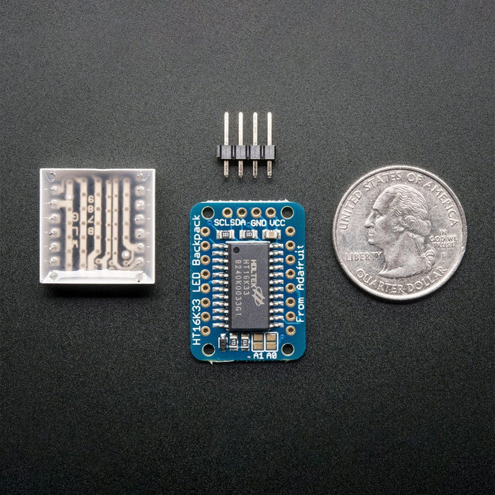 Adafruit Mini 8x8 LED Matrix with I2C Backpack - Yellow by Adafruit - The Pi Hut