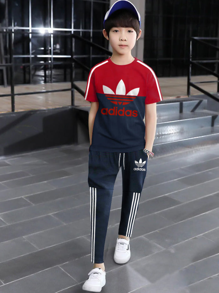 ADS Training Tracksuit For Kids-Red & Navy-BR13228