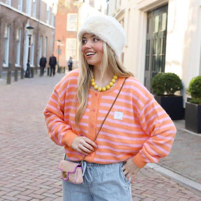 Aimee streep vest roze oranje
