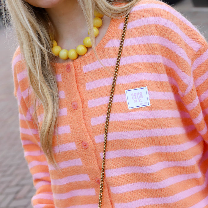 Aimee streep vest roze oranje