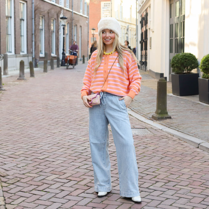 Aimee streep vest roze oranje