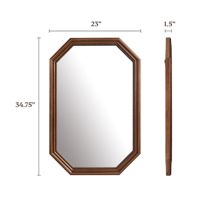 Alden Vintage Inspired Real Wood Wall Mirror