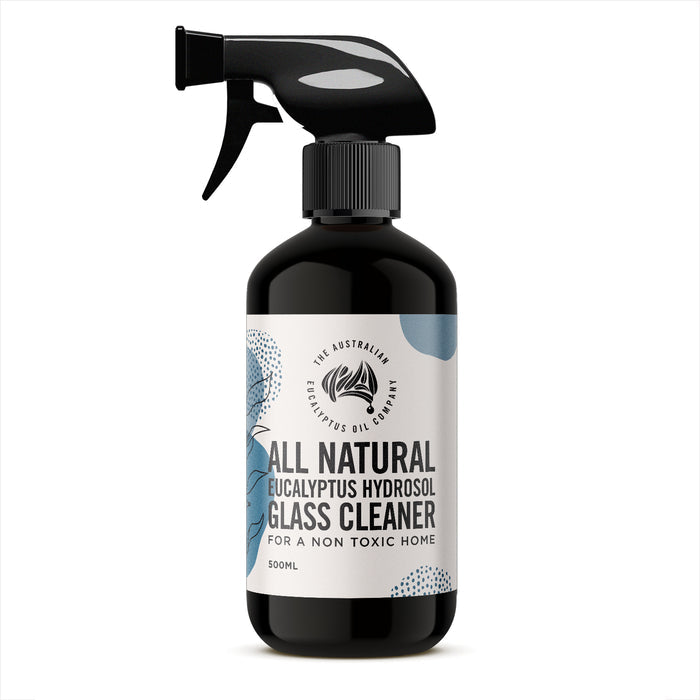 All Natural Eucalyptus Hydrosol Glass Cleaner 500ml black trigger spray bottle
