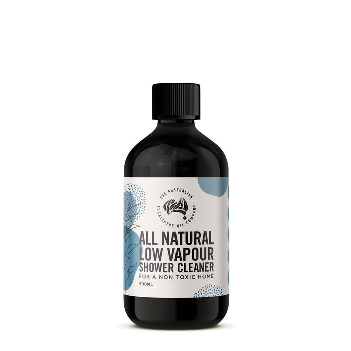 All Natural Low Vapour Shower Cleaner 500ml black bottle, low fume formula