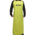 Lime green multi-purpose apron with front Alpha logo and neck strap