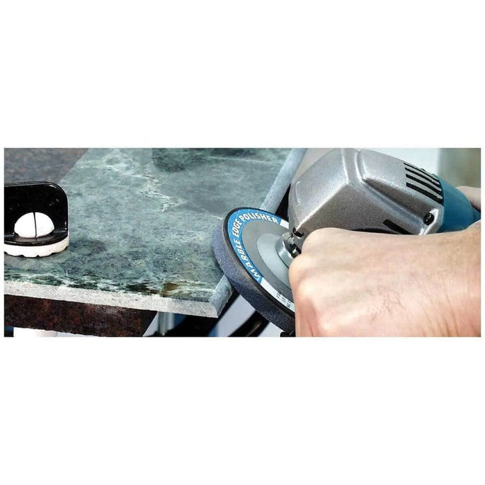 High-speed polisher with PVA 4" polishing pad working on a surface