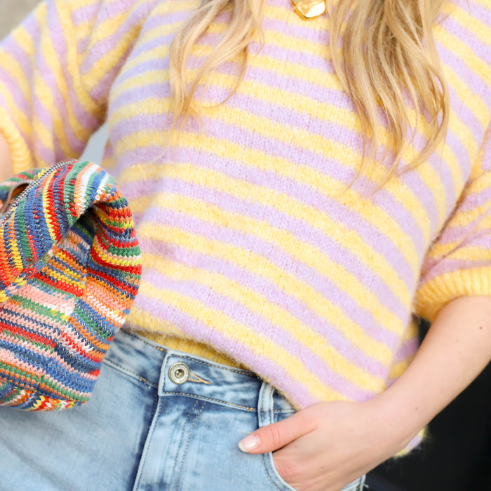 Ammy streep knit geel lila