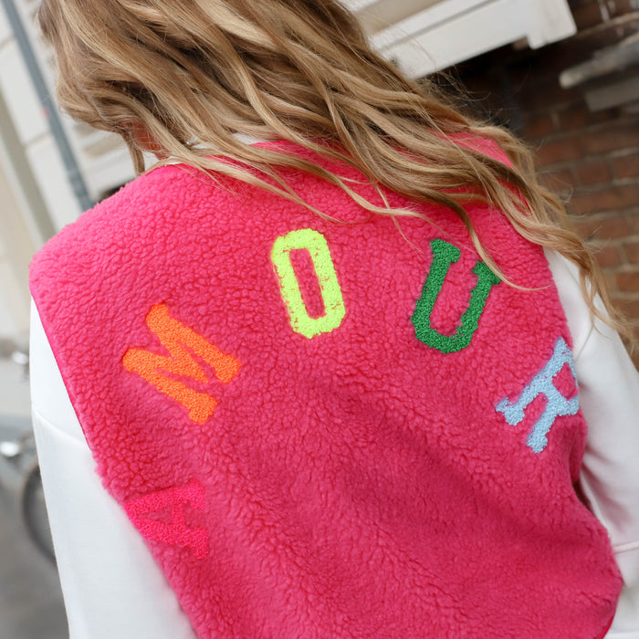 Amour gilet gekleurde letters fuchsia