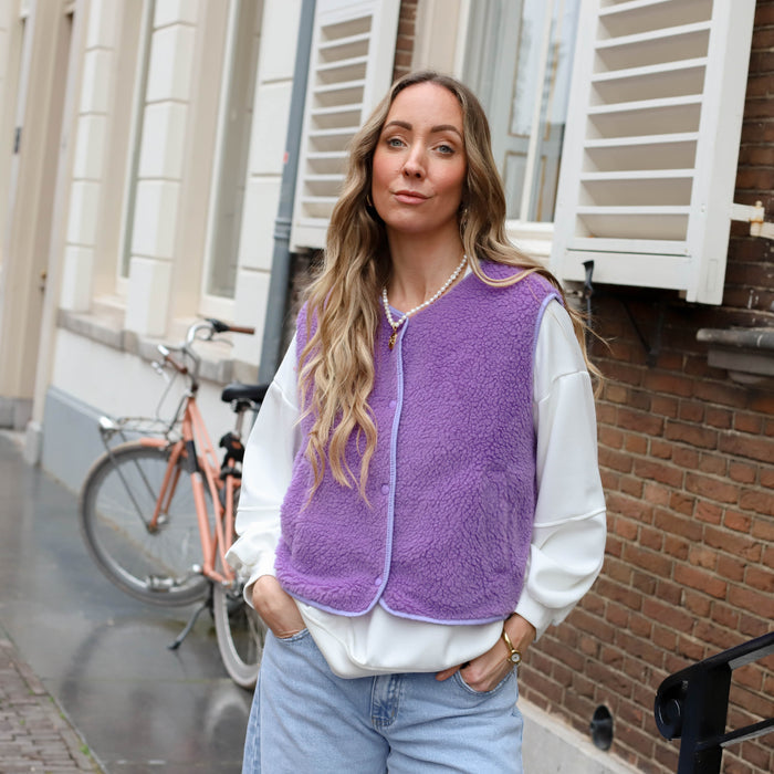 Amour gilet gekleurde letters paars