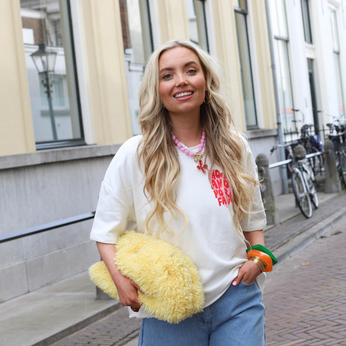 Amour sweater top korte mouw wit