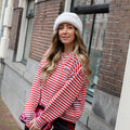 Amour top blauw rood streep