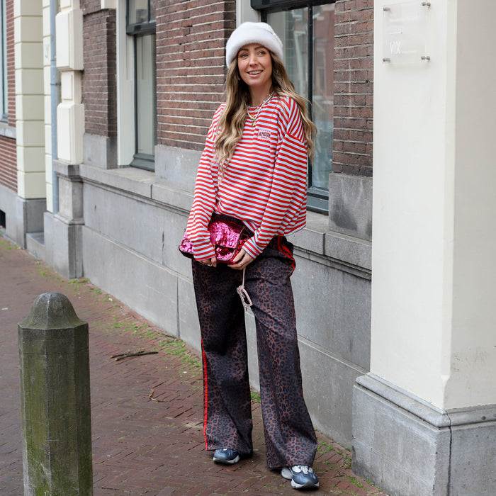 Amour top blauw rood streep