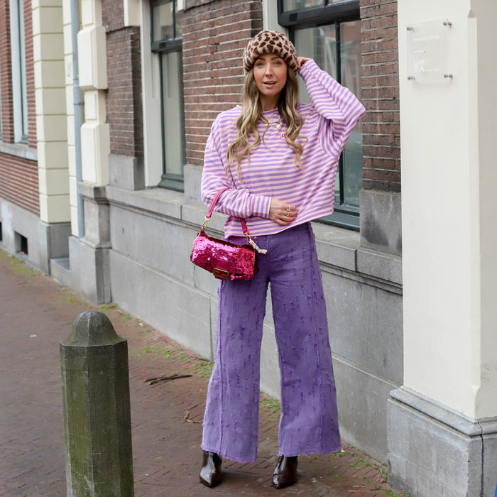 Amour top lila roze streep