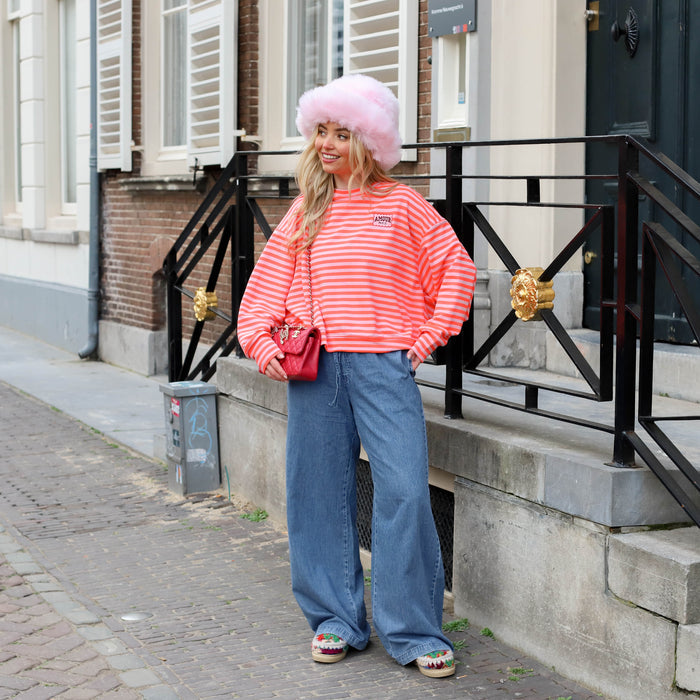Amour top oranje roze streep
