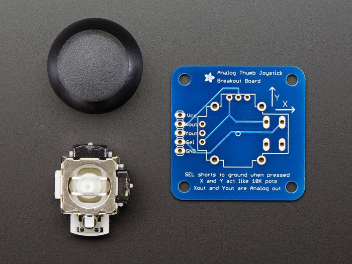 Analog 2-axis Thumb Joystick with Select Button + Breakout Board by Adafruit - The Pi Hut