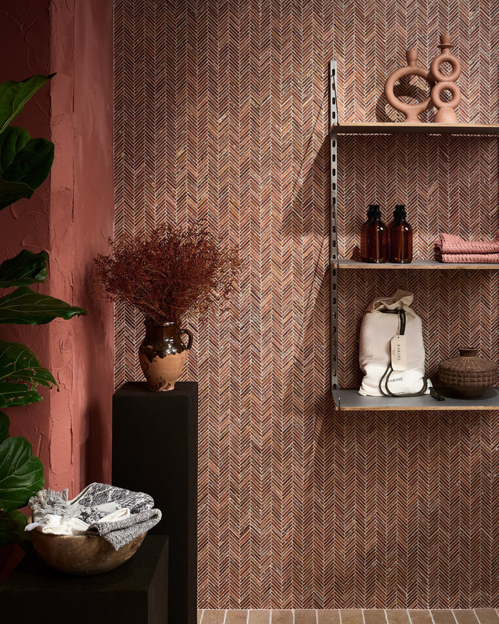 Athens Rosso Travertine Mosaic