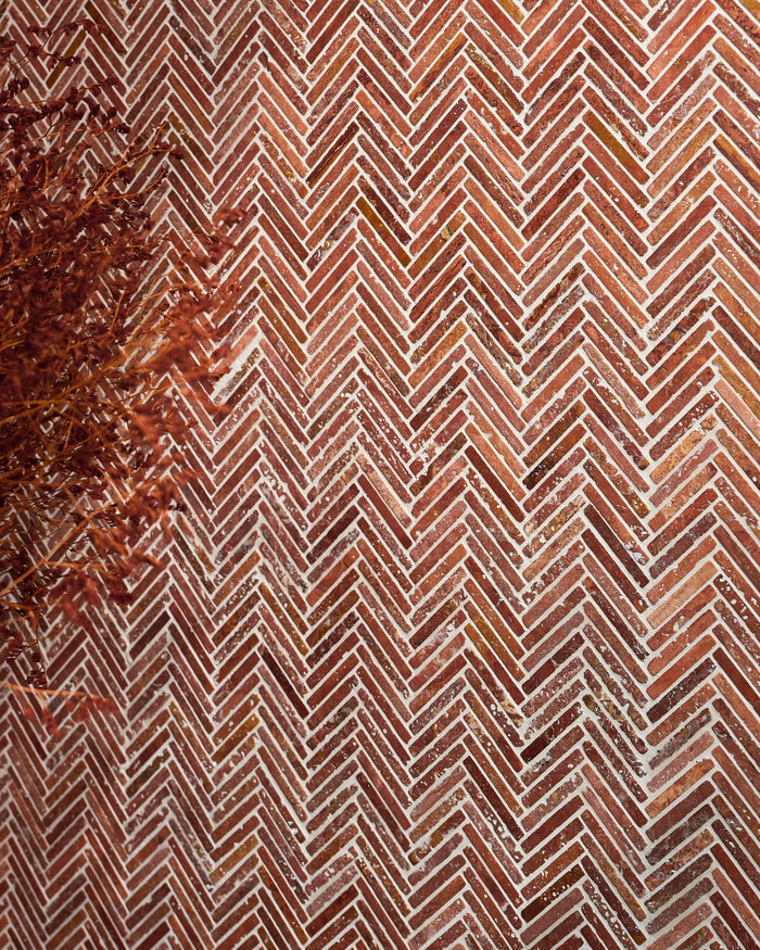 Athens Rosso Travertine Mosaic