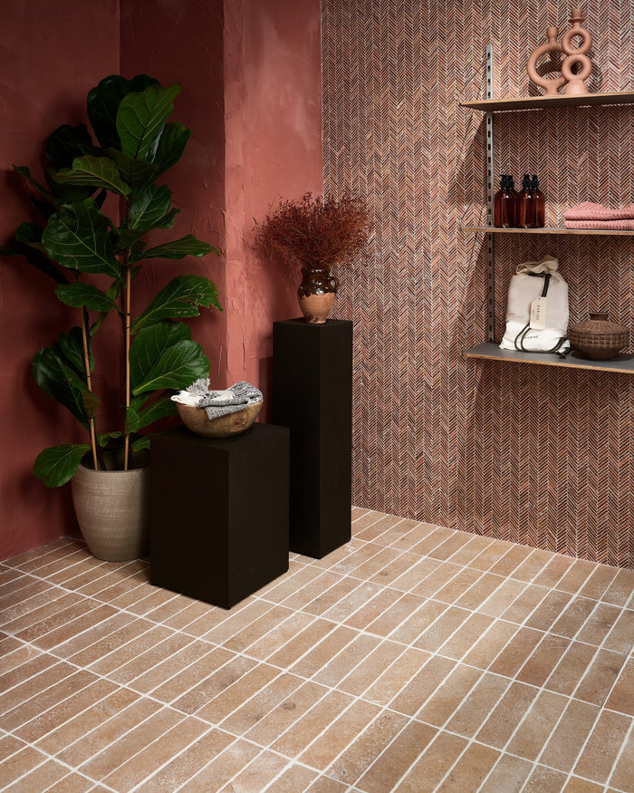 Athens Rosso Travertine Mosaic