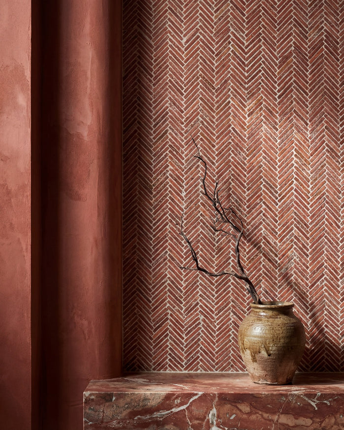 Athens Rosso Travertine Mosaic