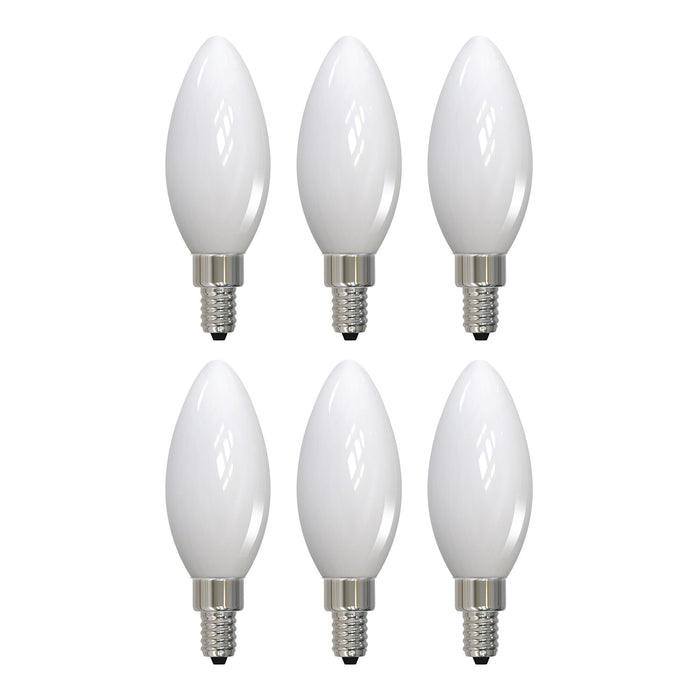 B11 4.5W Dimmable Milky Filament LED Light Bulb with E12 Base, 3000K, 400 Lumens, 4-Pack