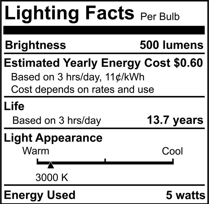 B11 5W Dimmable Milky Filament LED Light Bulb with E12 Base, 3000K, 500 Lumens, 4-Pack