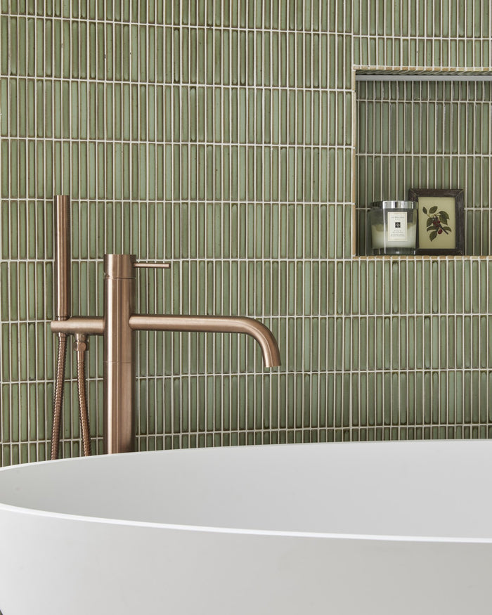 Bamboo Lustre Porcelain Mosaic Avocado
