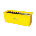 Barwalt Ultralife trowel carrying case, yellow storage box with tool slots