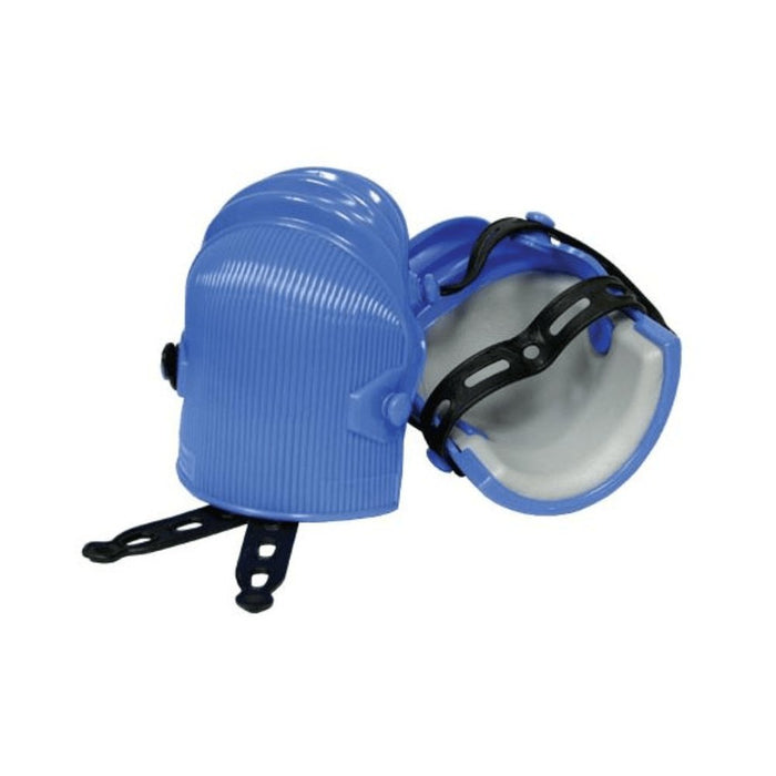 Ultralight knee pads KN-1, blue, with grey protective shell and fastening straps