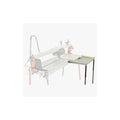 Battipav Class Plus Side Table with perforated tabletop and black legs, shown extended.