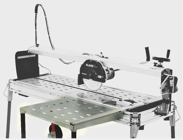 Battipav Class Plus Side Table, close-up of perforated metal work surface and supports.